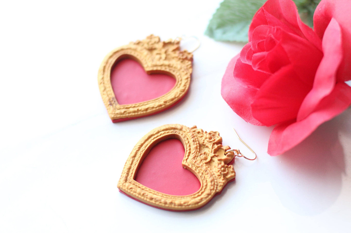 Mexican Earrings for Women, Sacred Heart Earrings