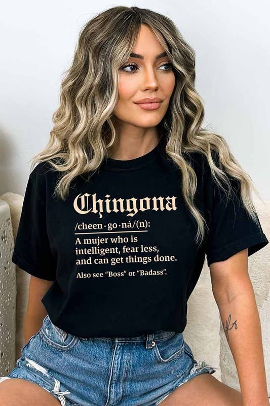 Chingona Graphic Tee: Black