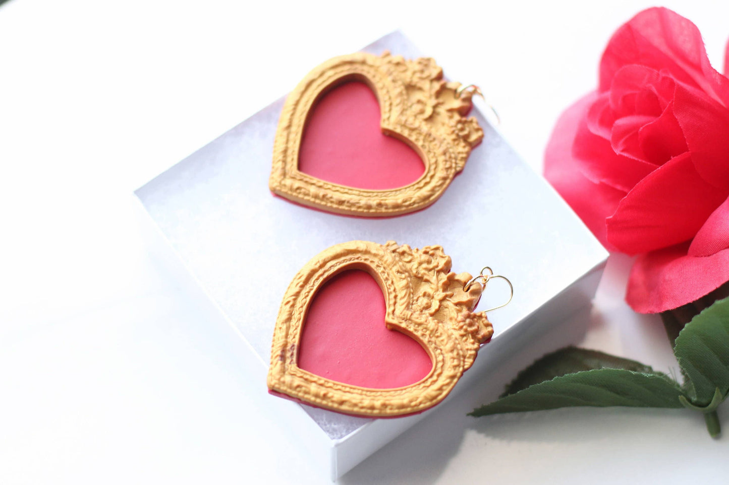 Mexican Earrings for Women, Sacred Heart Earrings