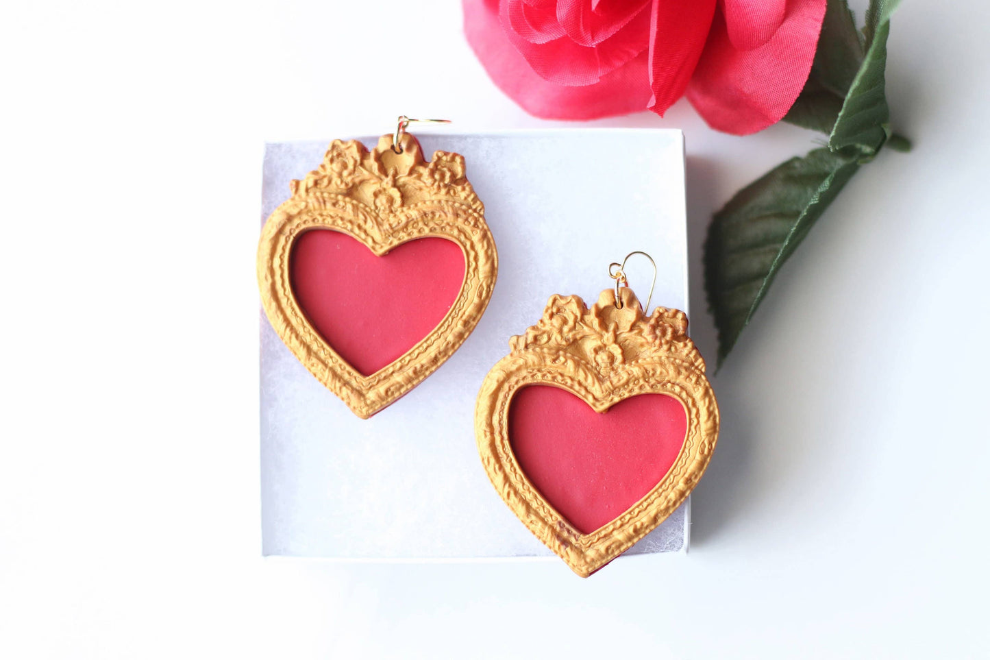 Mexican Earrings for Women, Sacred Heart Earrings